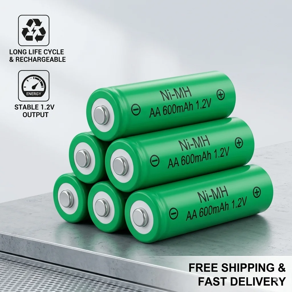 Фото Аккумуляторы Ni-MH 1.2V AA 600mAh, перезаряжаемые, высокой емкости, для пультов ДУ, мышей, игрушек, фонариков, MP3-плееров, 1-20 шт. №1