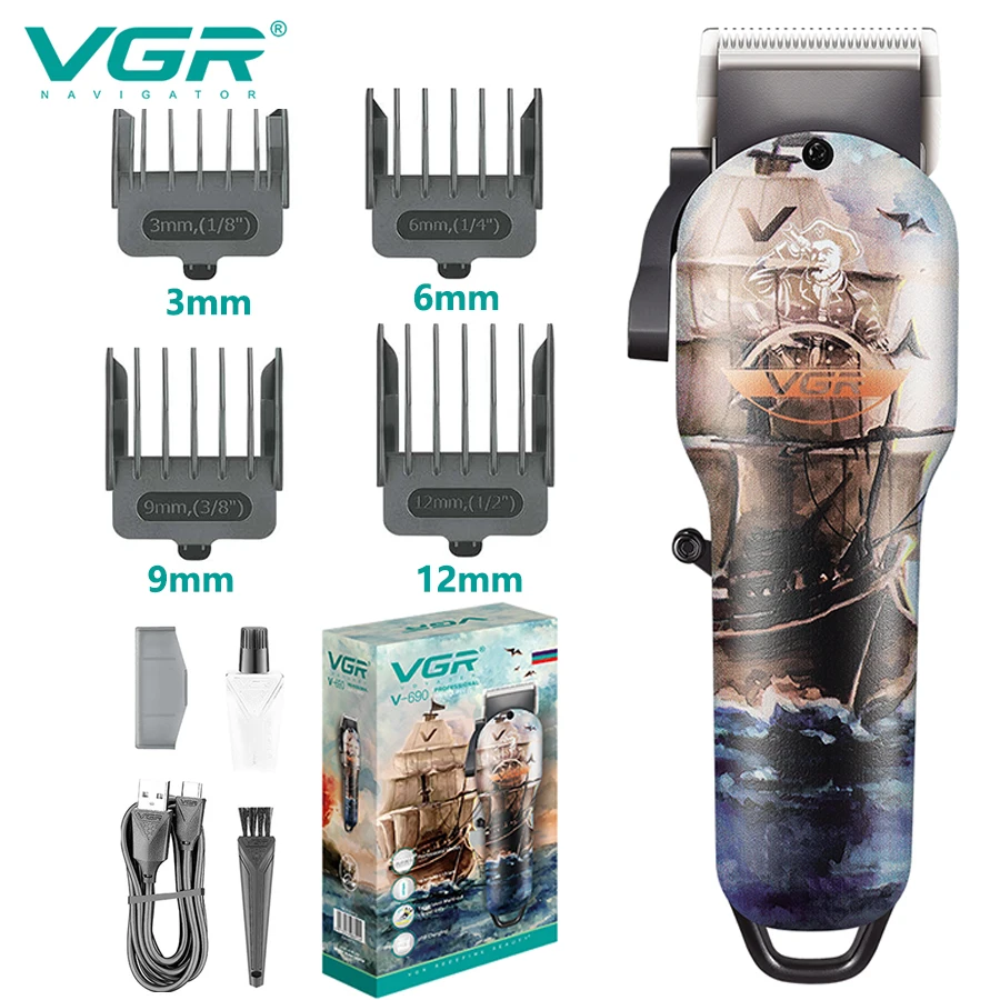 

V-690 триммер для волос, электрическая машинка для стрижки волос, регулируемая машинка для стрижки волос, беспроводные перезаряжаемые профес...