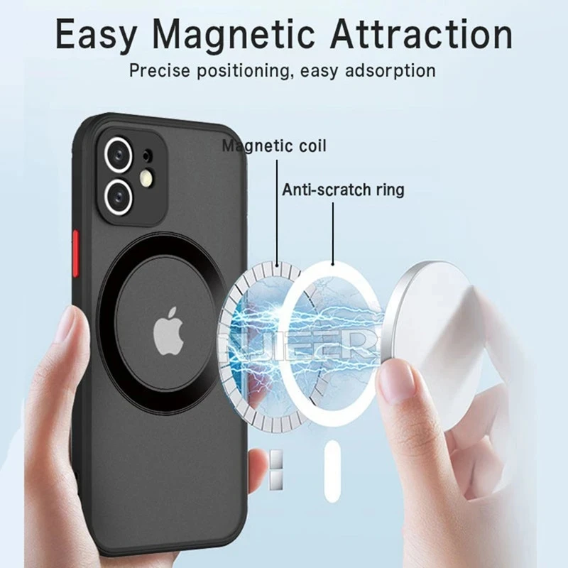 JASTER For Magsafe Magnetic Wireless Charging Phone Case For iPhone 14 13 12 11 Pro Max Shockproof Bumper Clear Cover