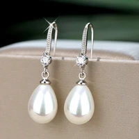 pear shaped simulated pearl dangle earrings for women graceful bridal accessories wedding jewelry 2022 statement earrings