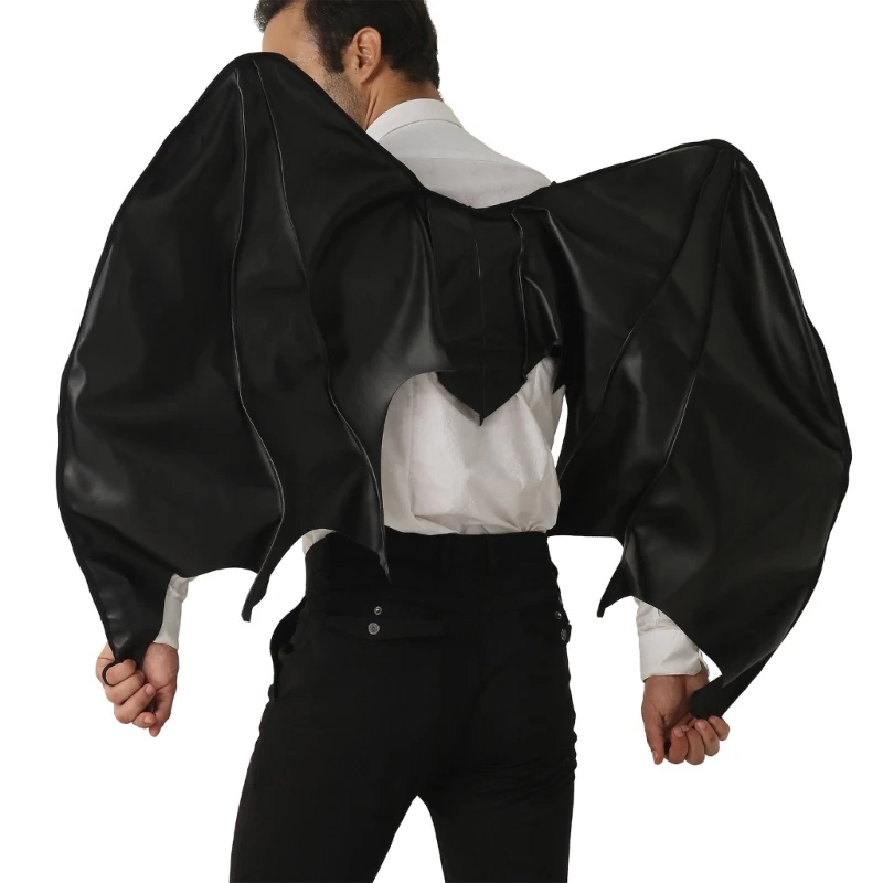 

Черные кожаные крылья дракона, летучая мышь, аксессуары для косплея на Хэллоуин, крылья дьявола для взрослых и подростков