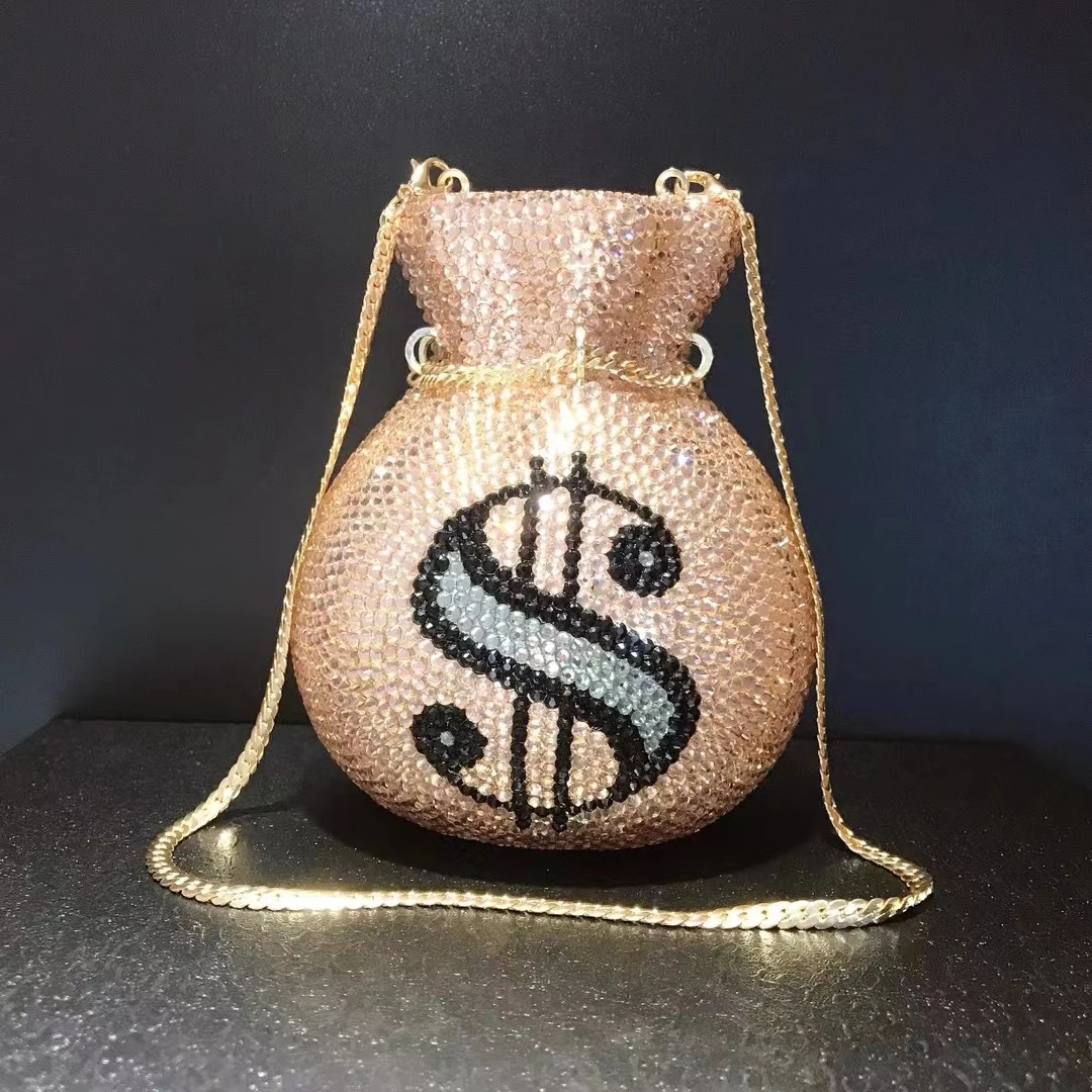 

Женский золотистый кошелек-клатч в виде доллара, Женский вечерний мини-кошелек с золотистыми камнями и клатчи для свадебной вечеринки, сумочки, кошельки