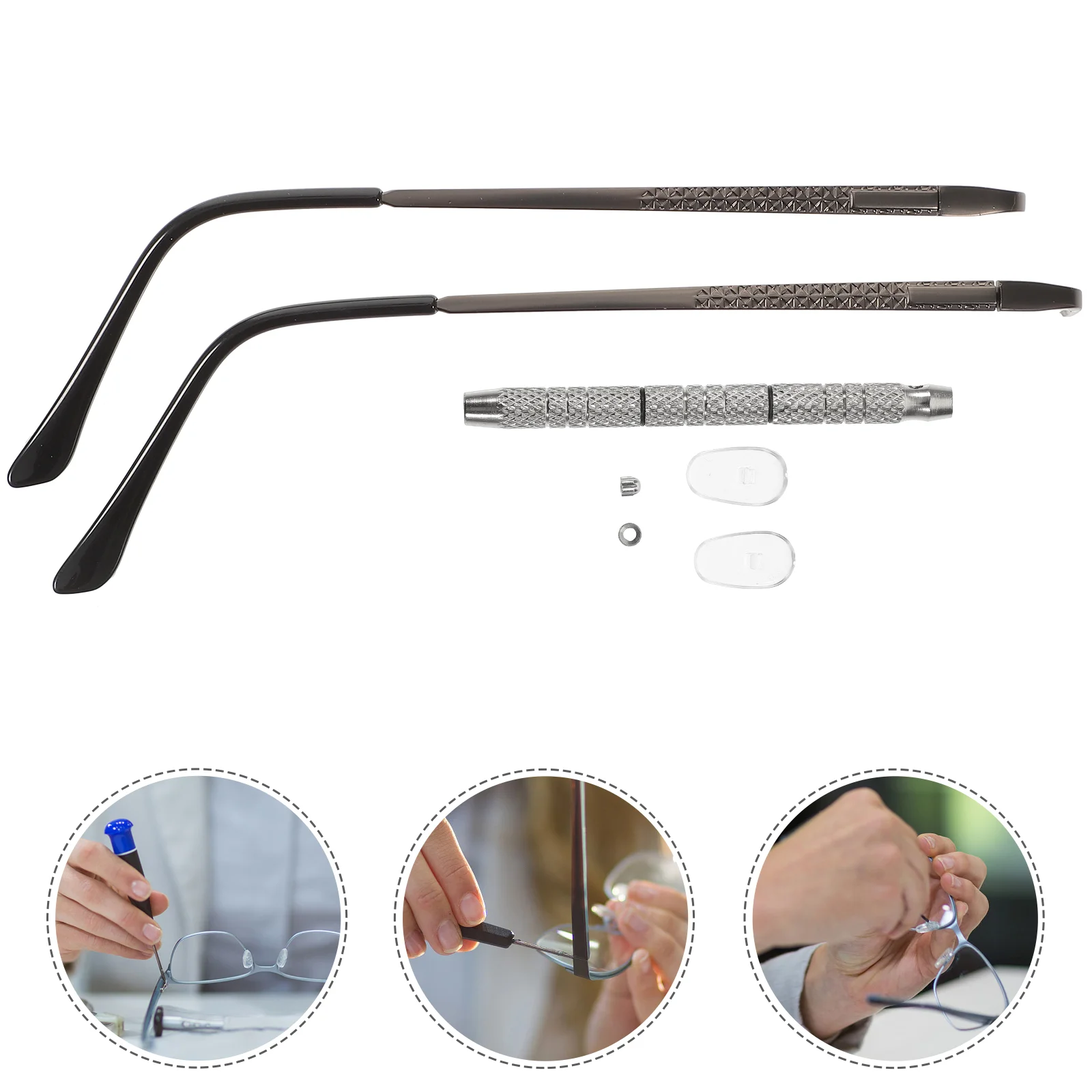 

Replacement Eyeglasses Temple Arms Legs Eyewear Sunglasses Glasses Arm Metal Tips Nose Pads Spectacle Parts Screwdriver