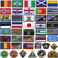 national flag badge tactical hook embroidery patches military patch for caps clothes insignia usa french united kingdom russian