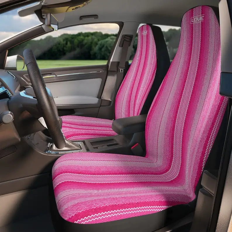 

Faux Pink Mexican Blanket Car Seat Covers Set, Car seat covers for women, Car seat covers for vehicle, Baja seat cover