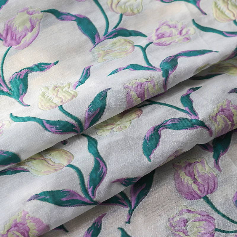 

Пряжа окрашенная Тюльпан Цветок рельефная жаккардовая ткань весна-лето полиэфирная ткань для платья 50 см x 145 см