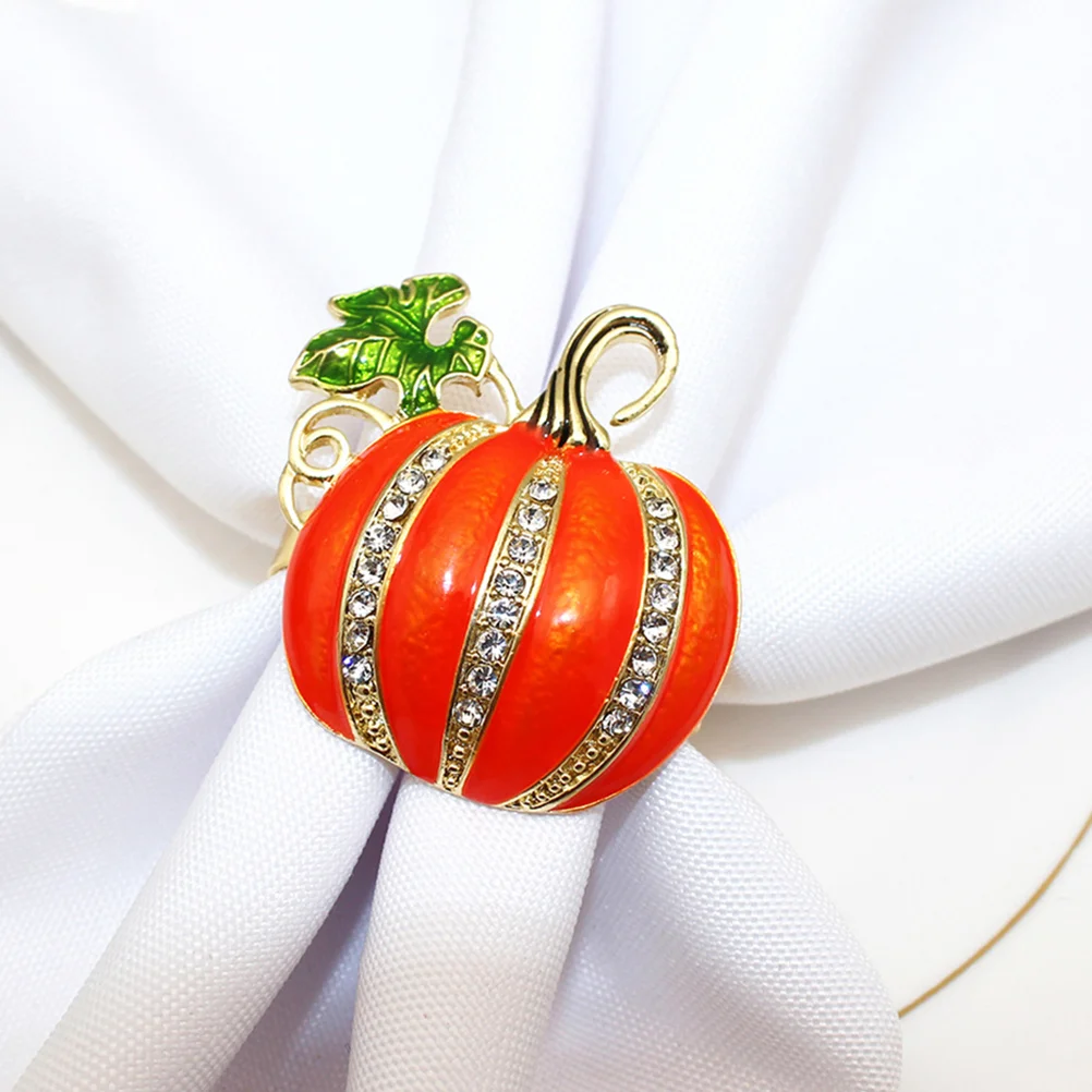 

4 Pcs Halloween Decoration Napkin Buckle Thanksgiving Pumpkin Ring Tissue Decorative Rings For Party Banquet