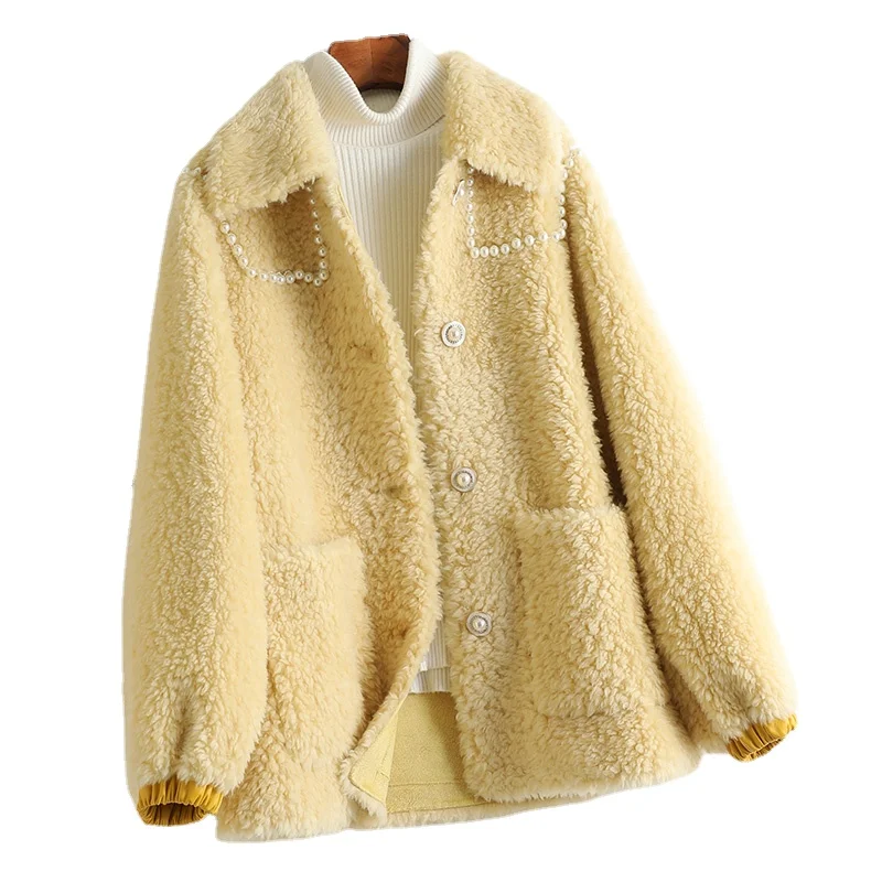 

2022 New 100% Wool Coat Women Winter Short Casual Autumn Jacket Female Korean Style Coats Clothing Manteau Femme Hiver WPY4757
