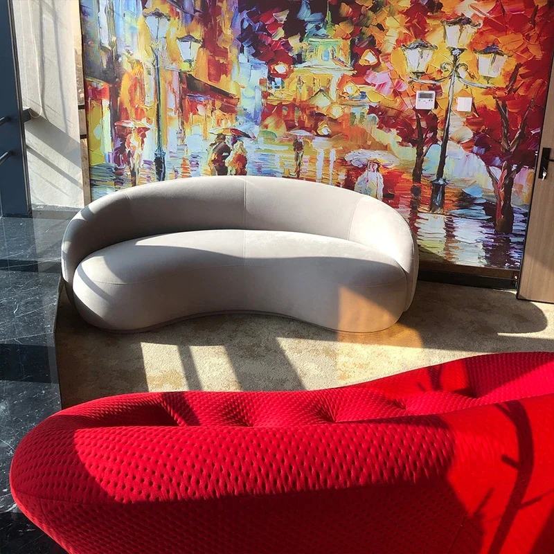 Лобби круглый 2-местный диван Тедди дизайн медведь ткань темно-серый гостиная