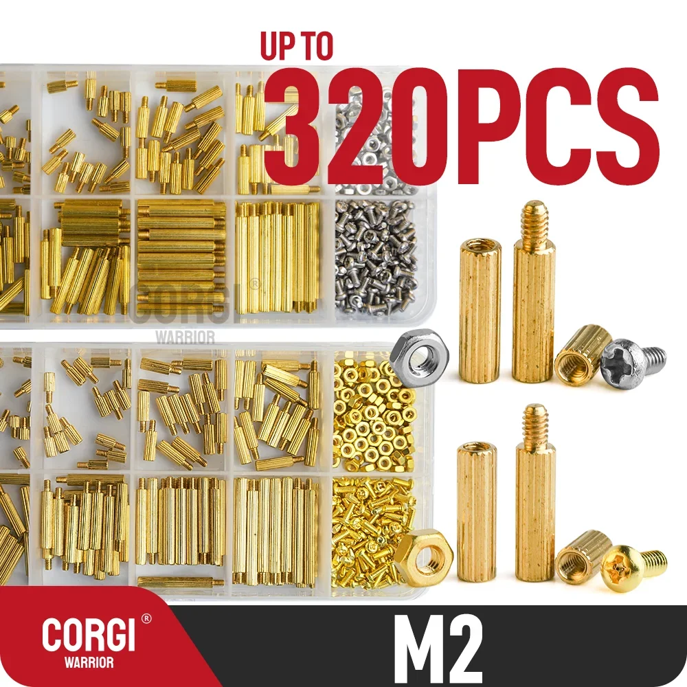 140-320 M2 Мужской Женский Круглый Латунные стойки Проставки Винты Гайки Ассортимент