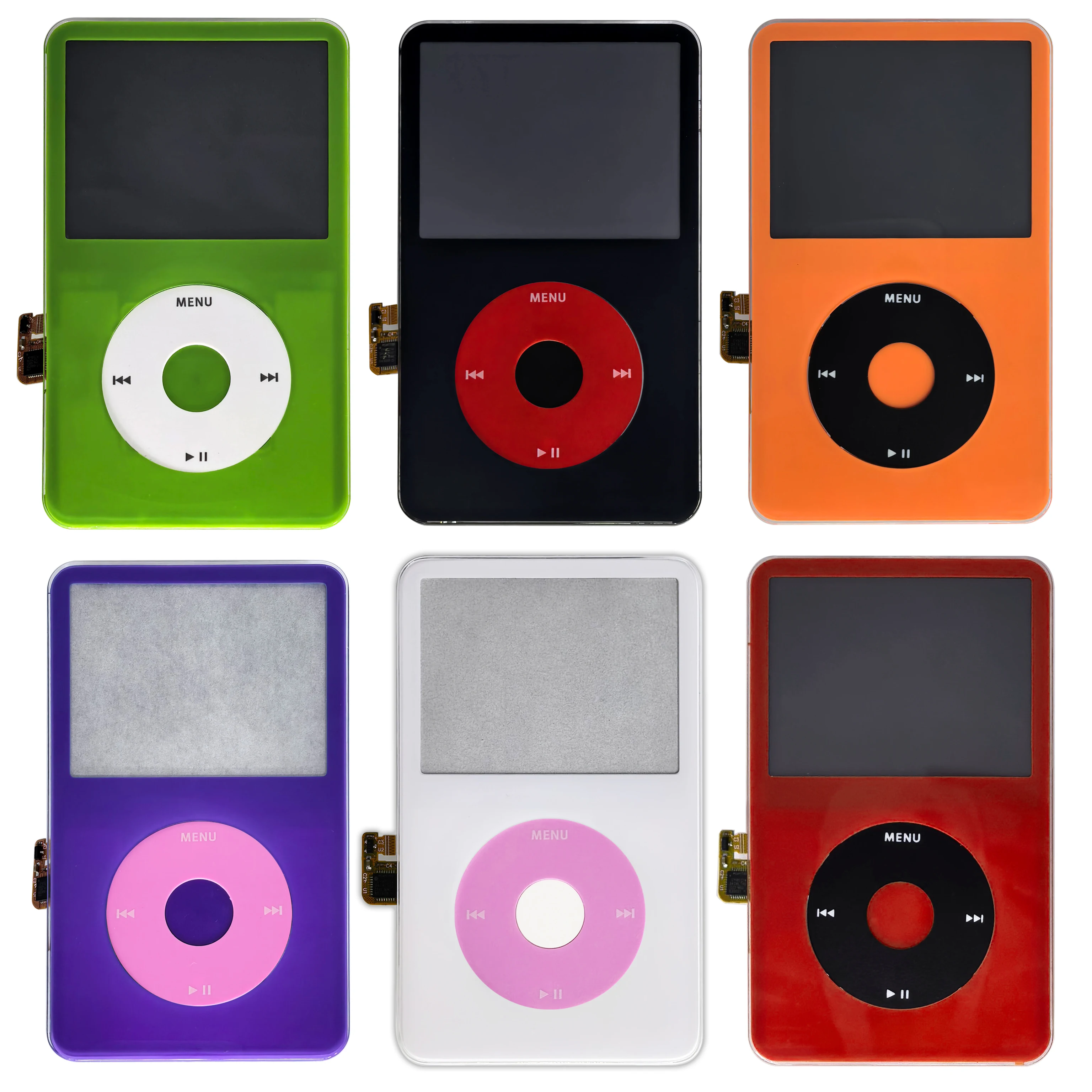 Фото Передний корпус в сборе для видео iPod 5-го 5,5-го поколения, включает крышку лицевой панели с щелчком и центральной кнопкой №1