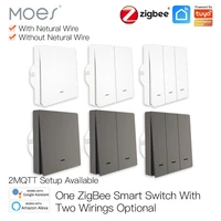 moes smart light switch tuya zigbee no neutral wire no capacitor needed smart life 23 way works with alexa google home 2mqtt