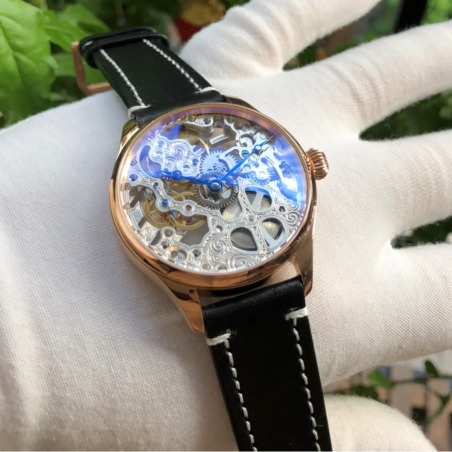 Часы-скелетон 41 мм 6497 GERRVO без логотипа St3600SK механизм с ручным заводом 21600 Dph корпус