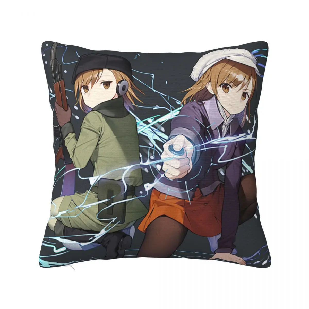 

Misaka Mikoto Pillowcase Soft Polyester Cushion Cover Gift Anime Toaru Kagaku no Railgun Pillow Case Cover Home Square 45*45cm