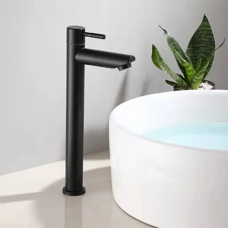 

Matte Black Black Kitchen Sink Faucet Stainless Steel Washbasin Faucets Single Cold Water Tap Kitchen Bathroom Basin Water Taps