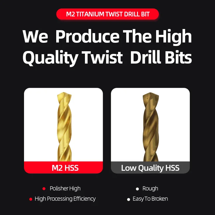 ABAOTE Титановая спиральная дрель HSS Сверла из быстрорежущей стали 10 шт.