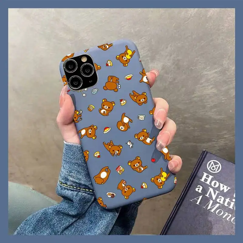 Чехол для телефона Rilakkuma iPhone 11 12 13 Mini Pro Xs Max 8 7 6 6S Plus X XR однотонный чехол