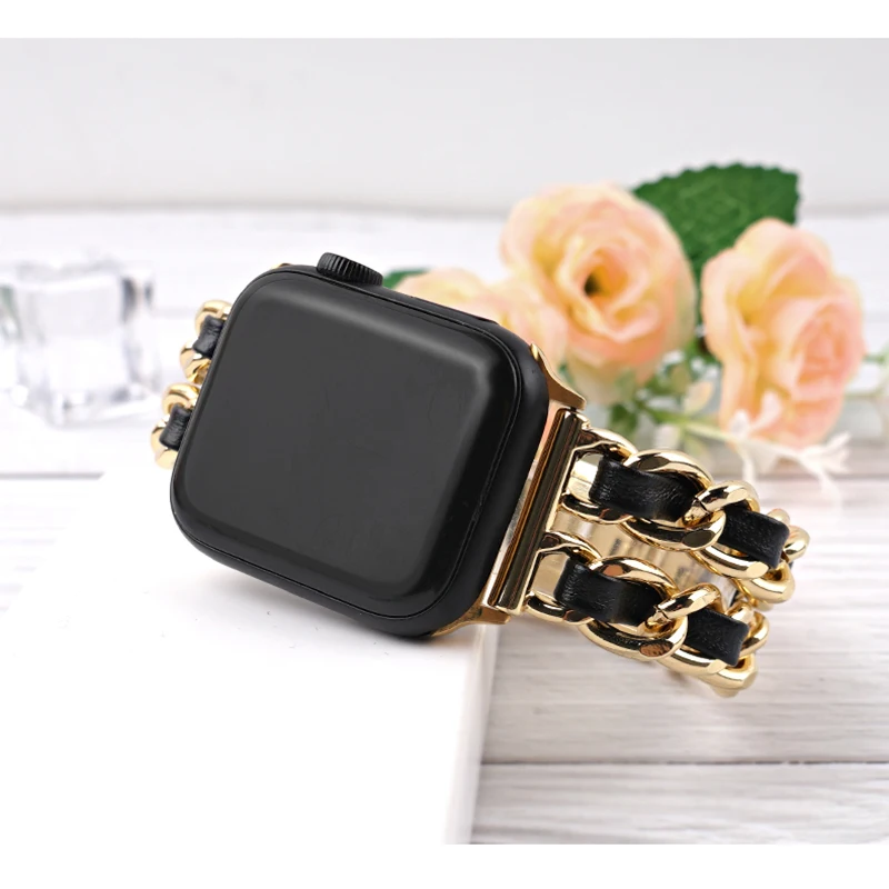 Stainless Steel Strap For Apple Watch Series 8 Band 41/45mm Leather iWatch 7 6 5 4 3 Correa 40/44mm Ultra 49mm Band Accessories