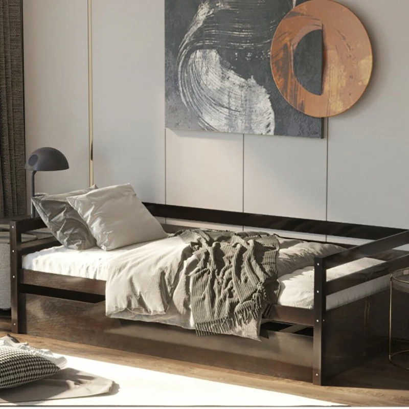 With Wooden Slat Support Wood Row Bedstead For Home Hotel Single Dormitory Apartment