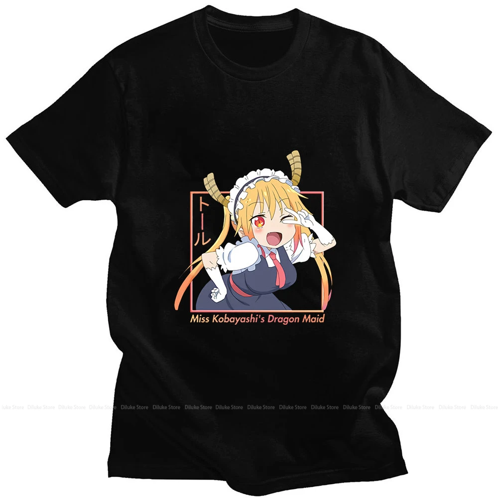 

Летняя модная Свободная Повседневная Хлопковая женская футболка Miss Kobayashi's Dragon Maid Anime Kobayashi-san Tohru Eruma с коротким рукавом