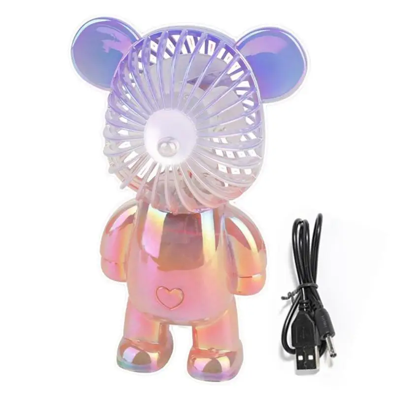 

Violent Bear Electric Fan Mini Portable Fan USB Rechargeable Cooling Handheld Colorful Fan Three Speed Adjust Ventilador