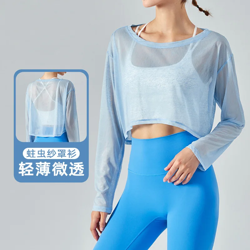 Long Sleeves Shirts Women Quick Drying Thin Sports Tops Casual Loose Fitness T-shirts Women Workout Clothes Gym Wear