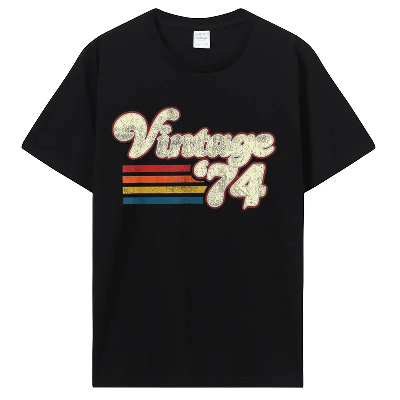Старая Винтажная футболка для мужчин и женщин на день рождения 1974 жены мужа