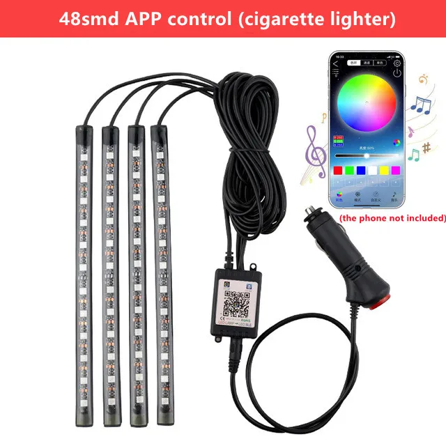 

СВЕТОДИОДНЫЙ Автомобильный светильник с питанием от USB, подсветка для сигарет, управление музыкой, App RGB, декоративсветильник освещение для салона автомобиля