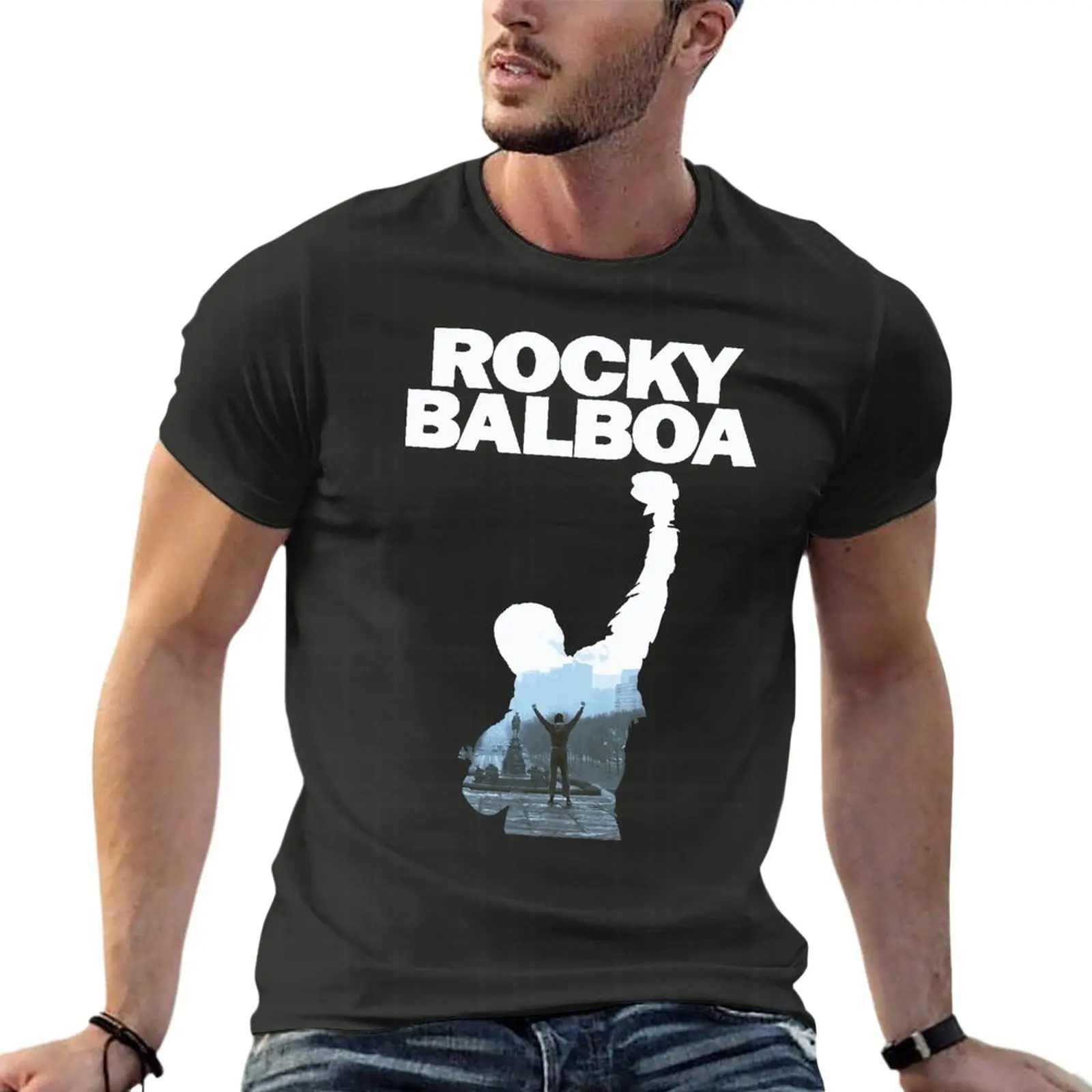 

Винтажная Футболка Рокки Бальбоа, размер d, Мужская одежда, уличная одежда с коротким рукавом, футболка большого размера