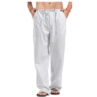 new mens linen trousers breathable sweat absorbing trousers daily outdoor casual wide leg pants s 5xl