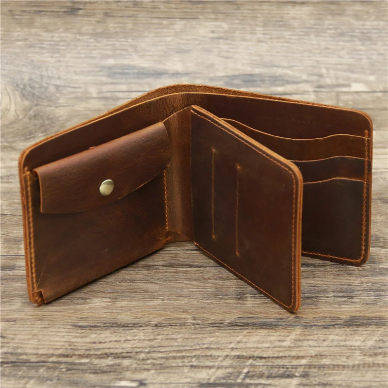 

Personalized B Mens Wallet with Coin Pocket Minimalist Custom Engraved Bi Fold Pure Leather Wallet for Men