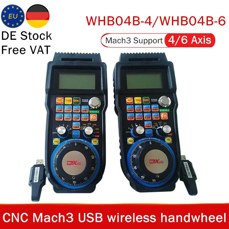 

【RUS & EU Free Ship】4 / 6 Axis XHC Mach3 MPG Pendant CNC Wireless Handwheel Manual USB Receiver 40 Meters Distance WHB04B