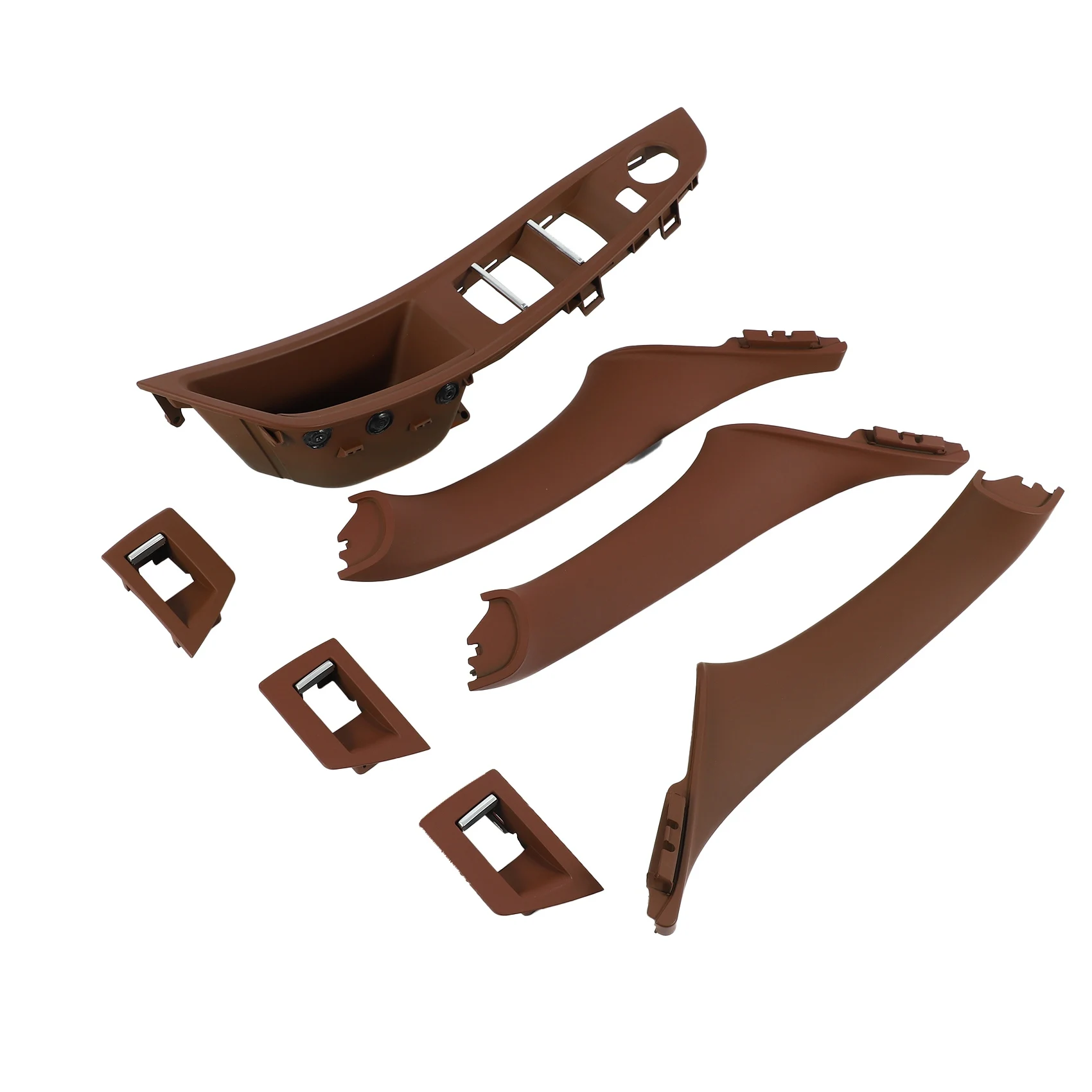 

7Pcs Car Driver Seat Front Right Armrest Interior Door Handle Pull 1Hole For-BMW F10 10-17 LHD Auto Interior Brown