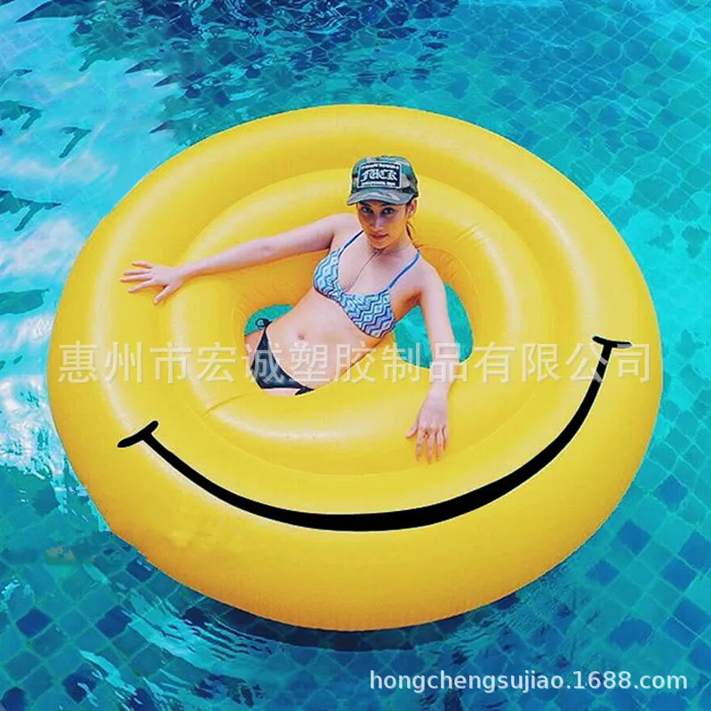 

Inflatable smiley face floating and draining on the sunglasses floating bed floating row reclining chair double swimming ring