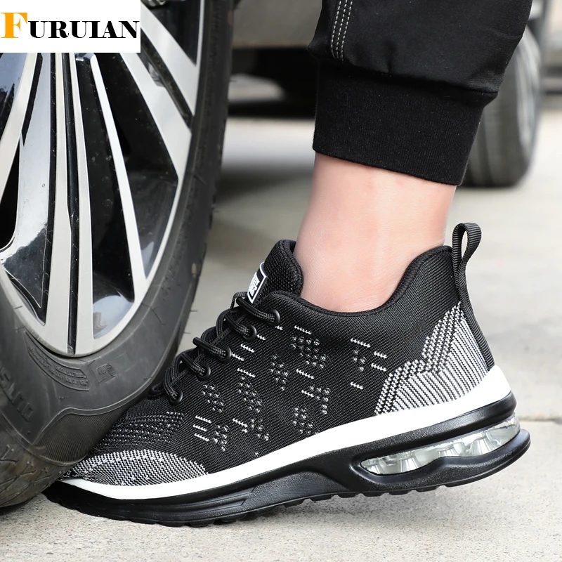 

Furuian Safety Shoes Men Steel Toe Work Sneakers Male Shoes Breathable Work Shoes Anti-puncture Indestructible Security Footwear