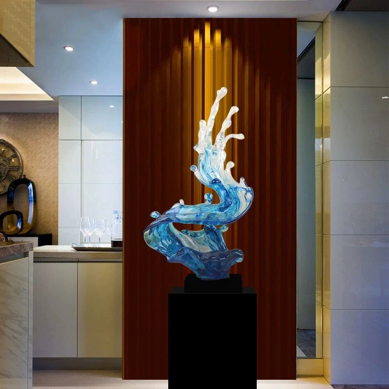 Современное большое абстрактное украшение из искусственного стекла скульптура