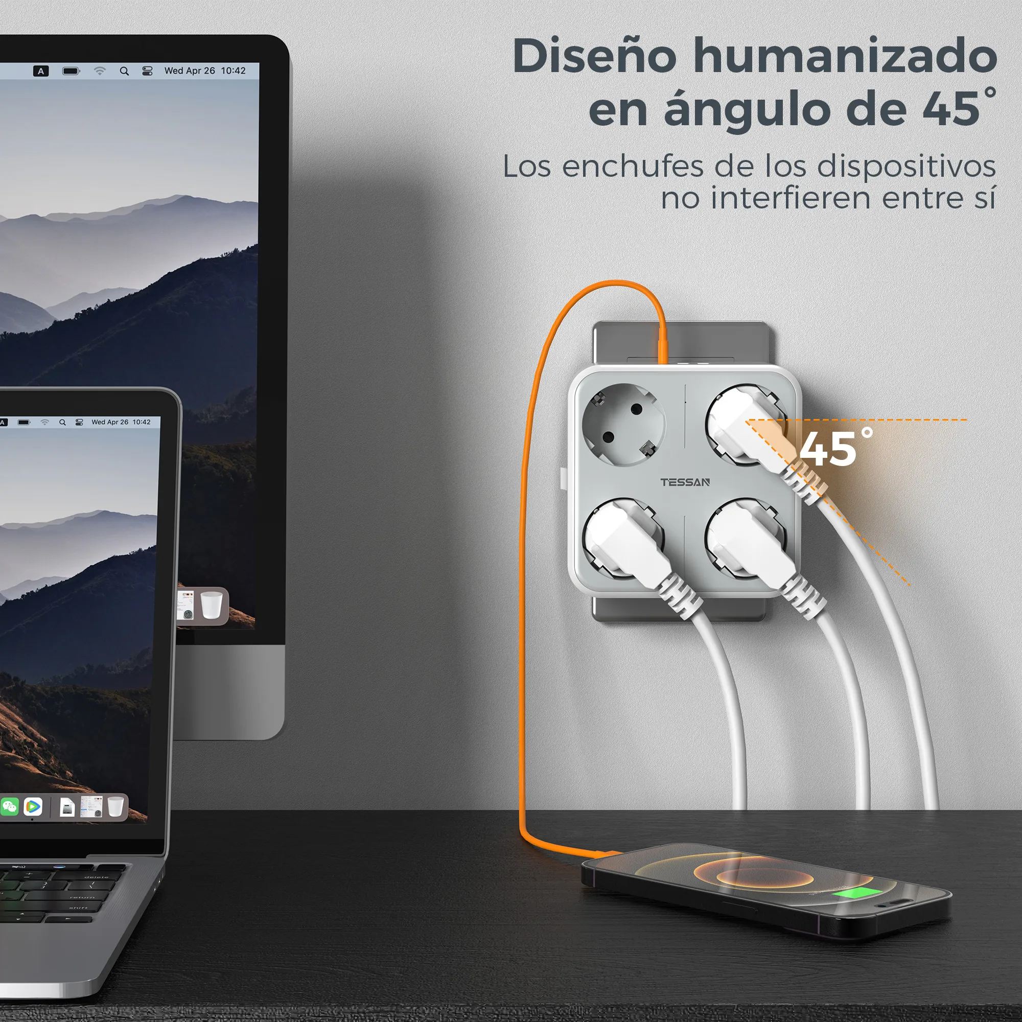 Настенная розетка TESSAN с несколькими евровилками