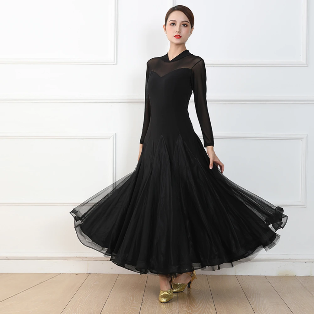 

Женские платья для бальных танцев с V-образным вырезом и длинным рукавом