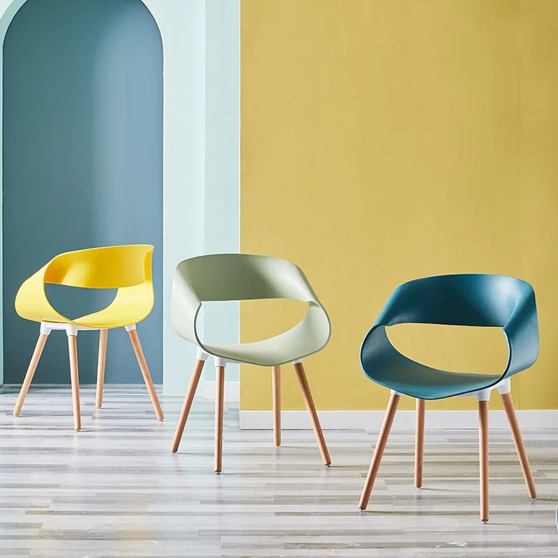 

Modern Minimalist Plastic Dining Chairs Home Decor Furniture Design Leisure Backrest Table Set Chair Hotel Waiting Armchairs Ins