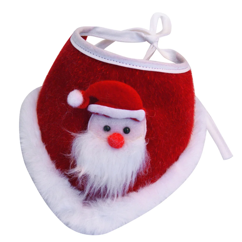 

Christmas Pet Adorable Santa Claus Collar Bib Scarf Dog Cat Saliva Towel Pet Supplies - Size S (Red)
