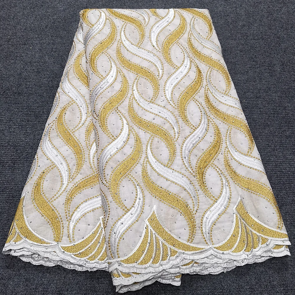 

Swiss voile Lace in switzerland Cotton Fabric With Diamond High Quality African French 100% Cotton Net Lace Fabric 5 Yards
