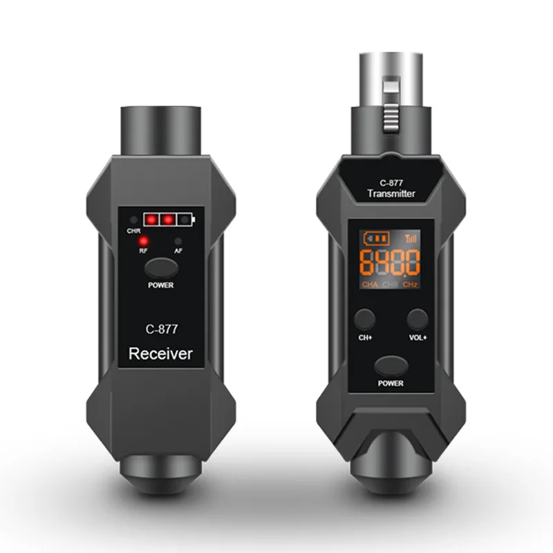 

Wired Microphone to Wireless Plug and Play XLR Transmitter and Receiver Adapter with Rechargeable 3.7V 14500 Battery