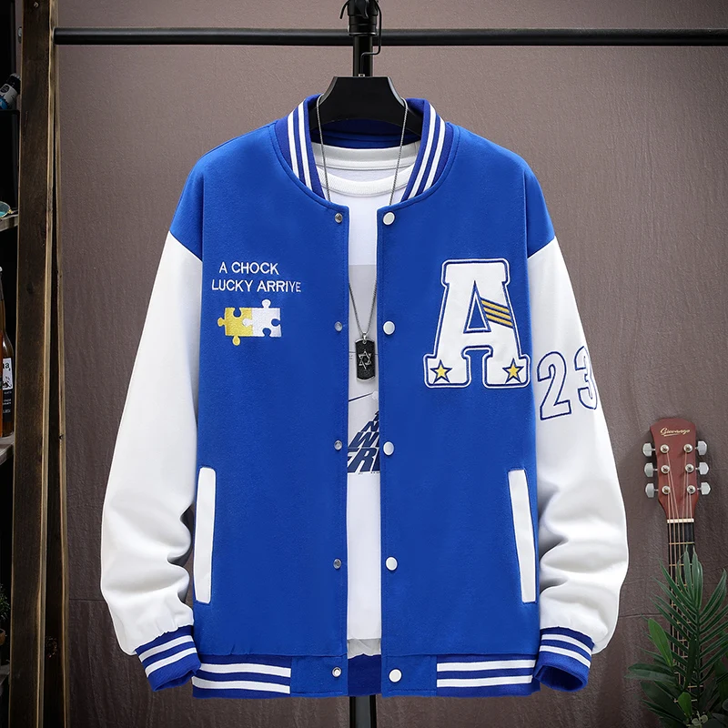 

Fashion Men's Cotton Bomber Jackets Spring Autumn Casual Sports Slim Fit Baseball Uniform Coats Hip Hop Streetwear Tops Clothing