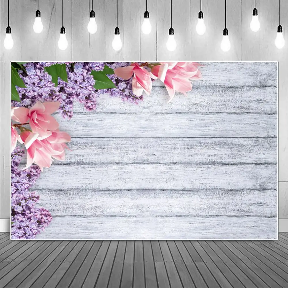 

Фон для вечерние съемки с изображением деревянной доски цветов гиацинтуса лилии украшение на день рождения
