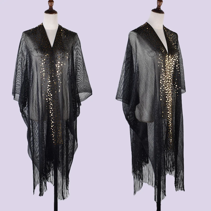 Однотонный кардиган пикантная Солнцезащитная шаль с блестками и кисточками