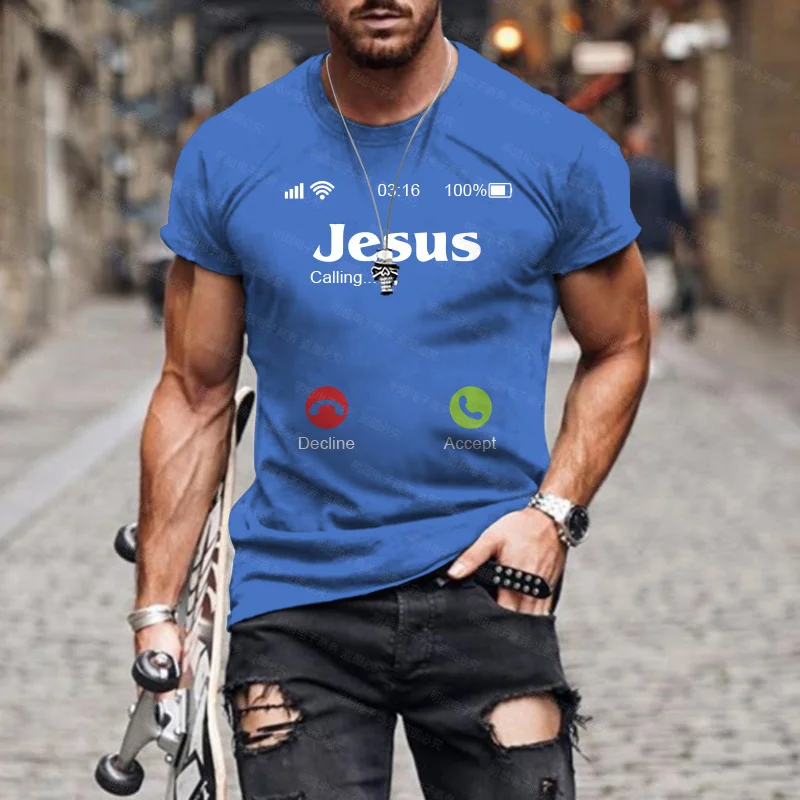 

Jesus Is Calling T Shirt Christ Christian Religion Faith Bible Catholics Gift T-Shirt For Men Male Short Sleeve O Neck Tshirt