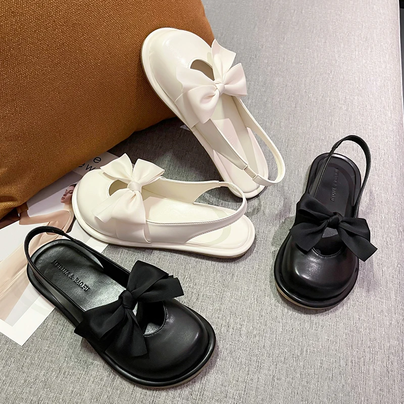 

Fashion Half Drag Mary Jane Baotou Women's Sandals 2022 Summer New Bow-knot Niche Flat Women's Shoes Girls' Shoes