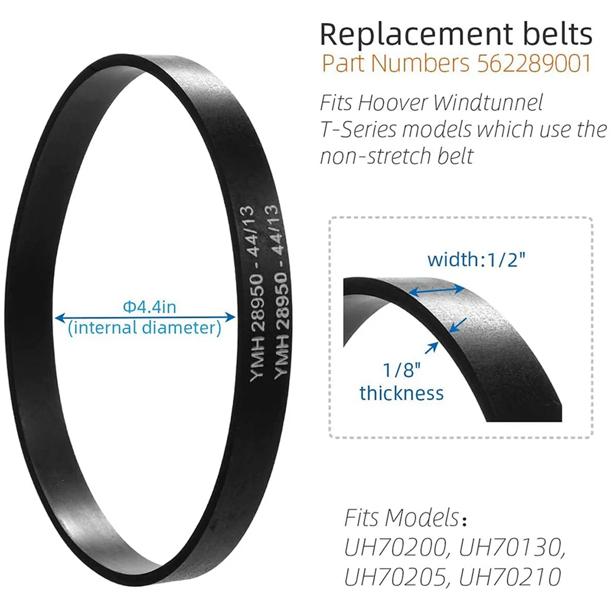 4Pack 562289001 Vacuum Transmission Belts Replacement for Hoover UH70200 UH70130 UH70205 UH70210 UH71214 UH70900 UH70905 | Бытовая