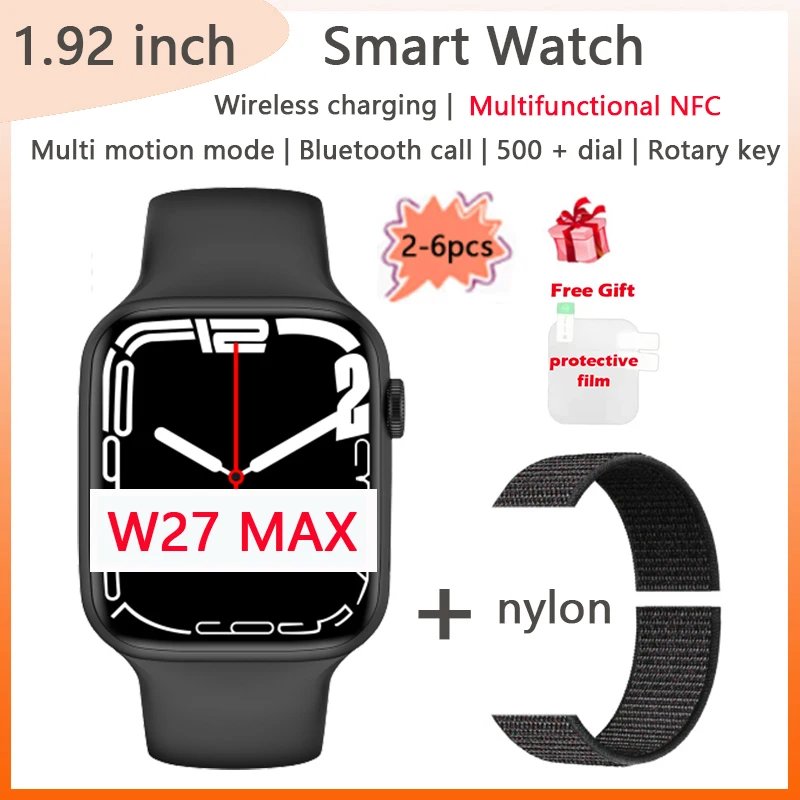 

Смарт-часы W27 Max водонепроницаемые, 1,9 дюйма, NFC, пульсометр
