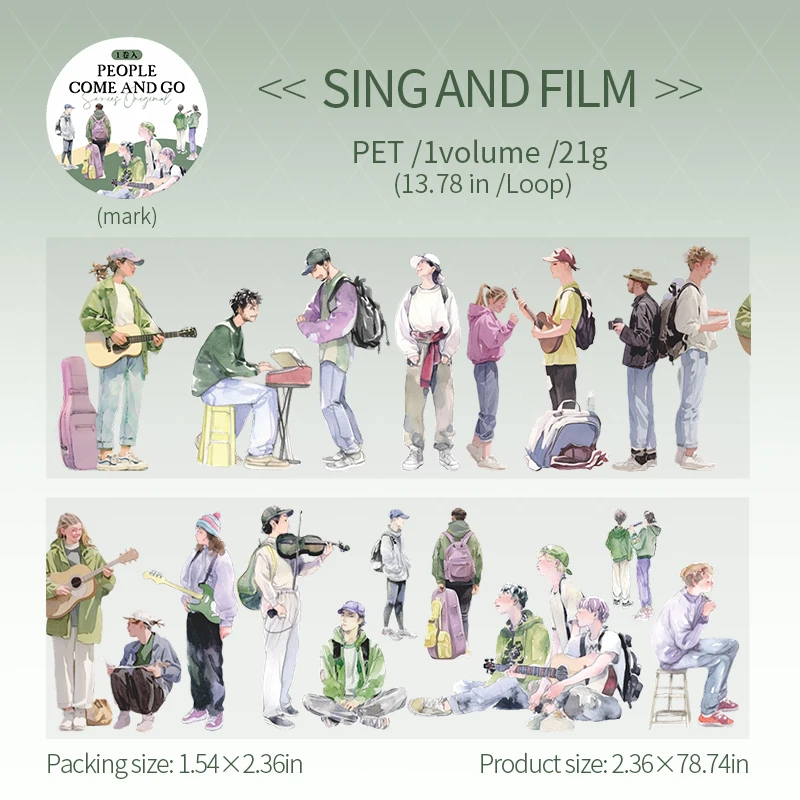 

60 мм * 2 м/рулон Kawaii креативный персонаж ПЭТ наклейка лента коллаж Junk Journal DIY альбом эстетический материал малярная лента